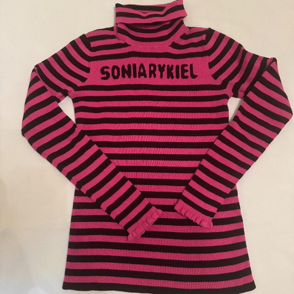 Sonia Rykiel Pink Mini Me Stripped Turtleneck Sweater